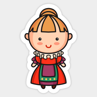 Cute Elizabethan Era English Woman Sticker